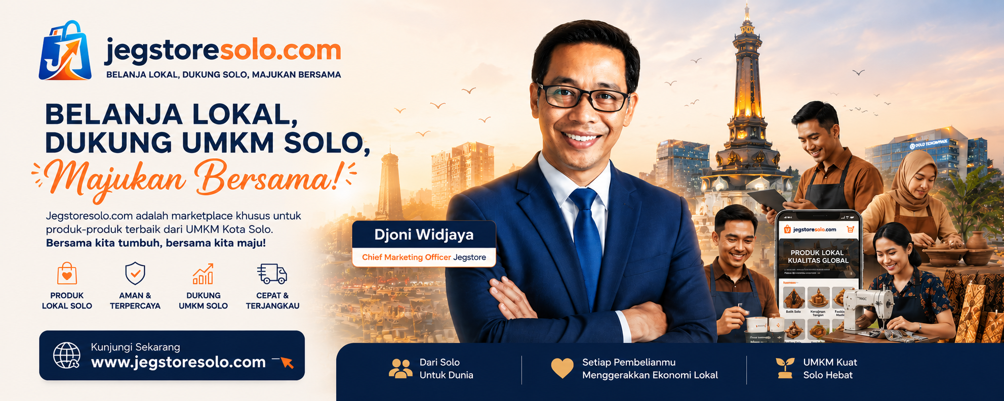 Kampanye JegStore Solo — Belanja Lokal, Dukung UMKM Solo, Majukan Bersama